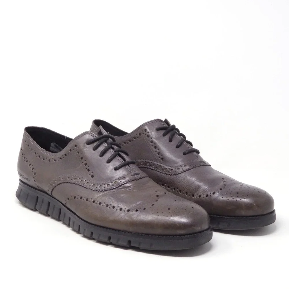 Cole Haan Mens Zerogrand Laser Wingtip Oxford Pavement Brown Leather 12M